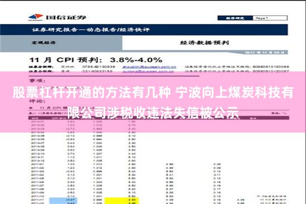 股票杠杆开通的方法有几种 宁波向上煤炭科技有限公司涉税收违法失信被公示